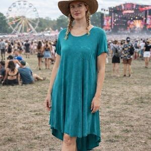 LULAROE Carly Dress High Low Midi Short Sleeve Small Dress Emerald Green